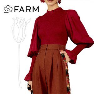 FARM RIO 3D Hearts Smocked Blouse